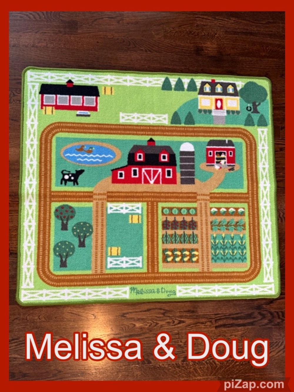 🚜 Melissa & Doug Green Farm Yard Play Mat Rug with Barn & Roads